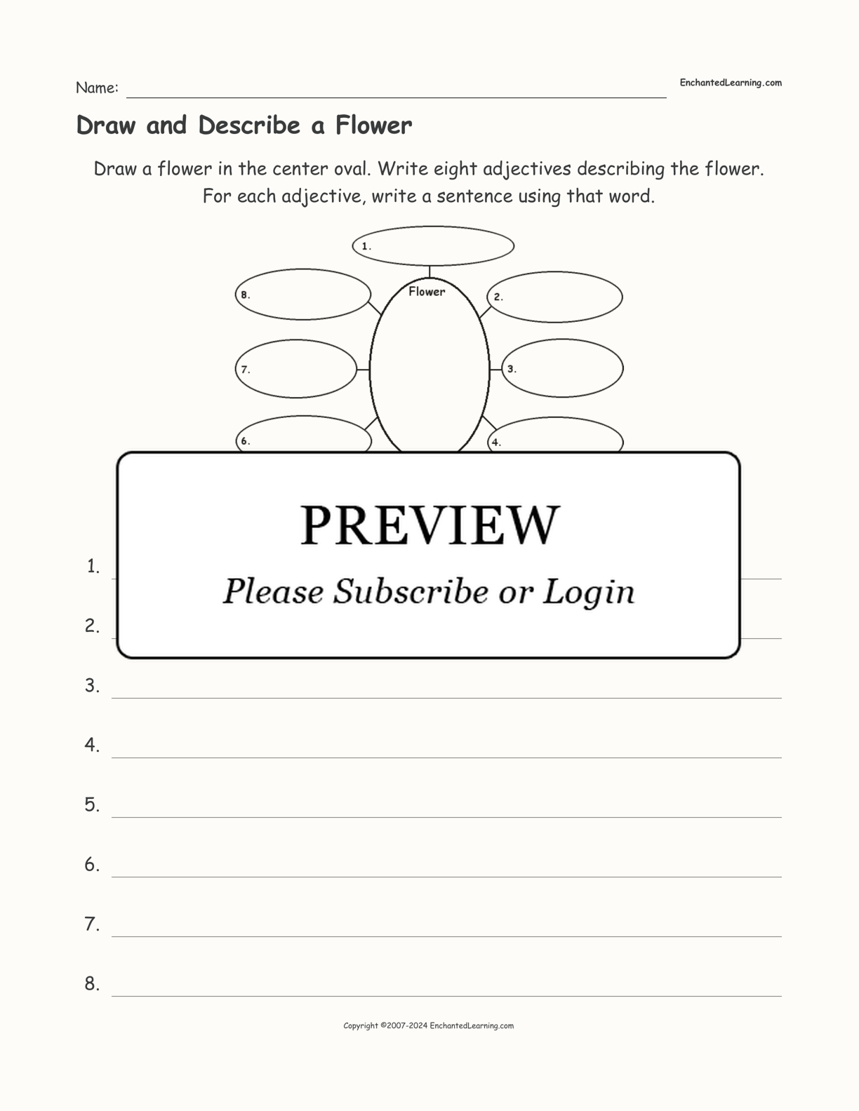 Draw and Describe a Flower interactive worksheet page 1