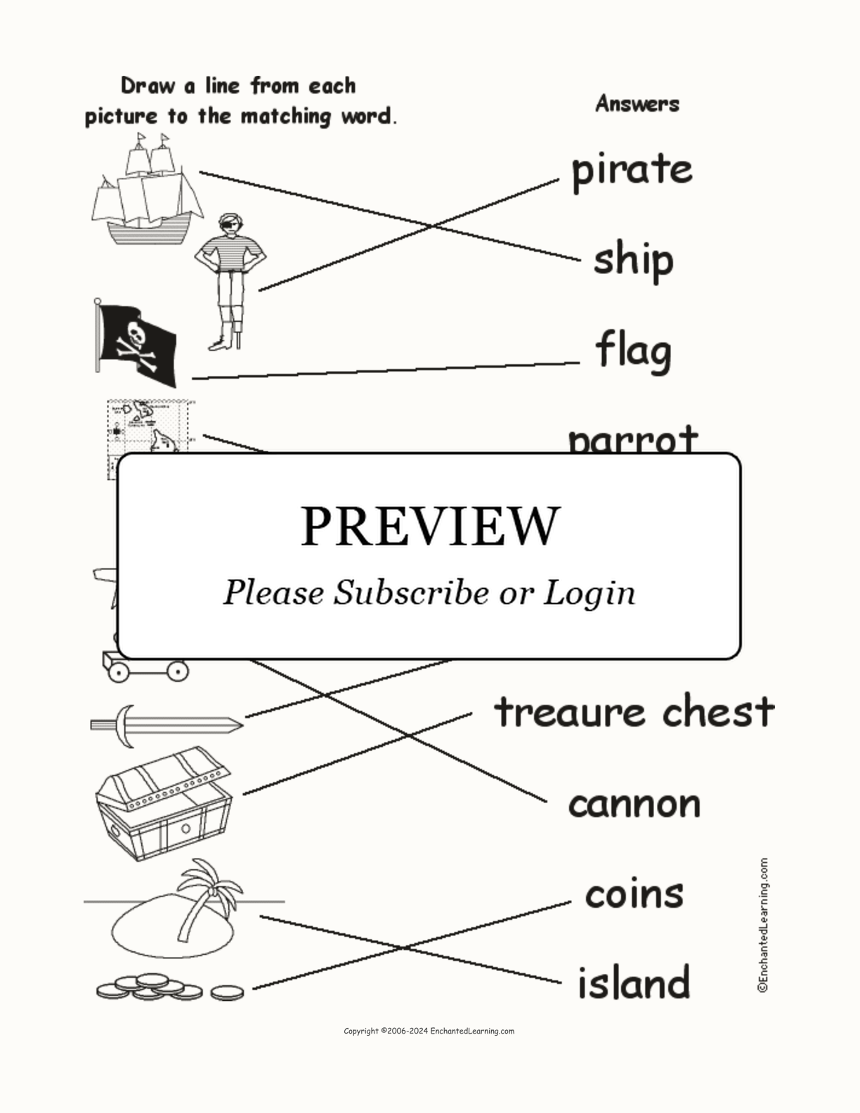 Match the Pirate Words to the Pictures interactive worksheet page 2