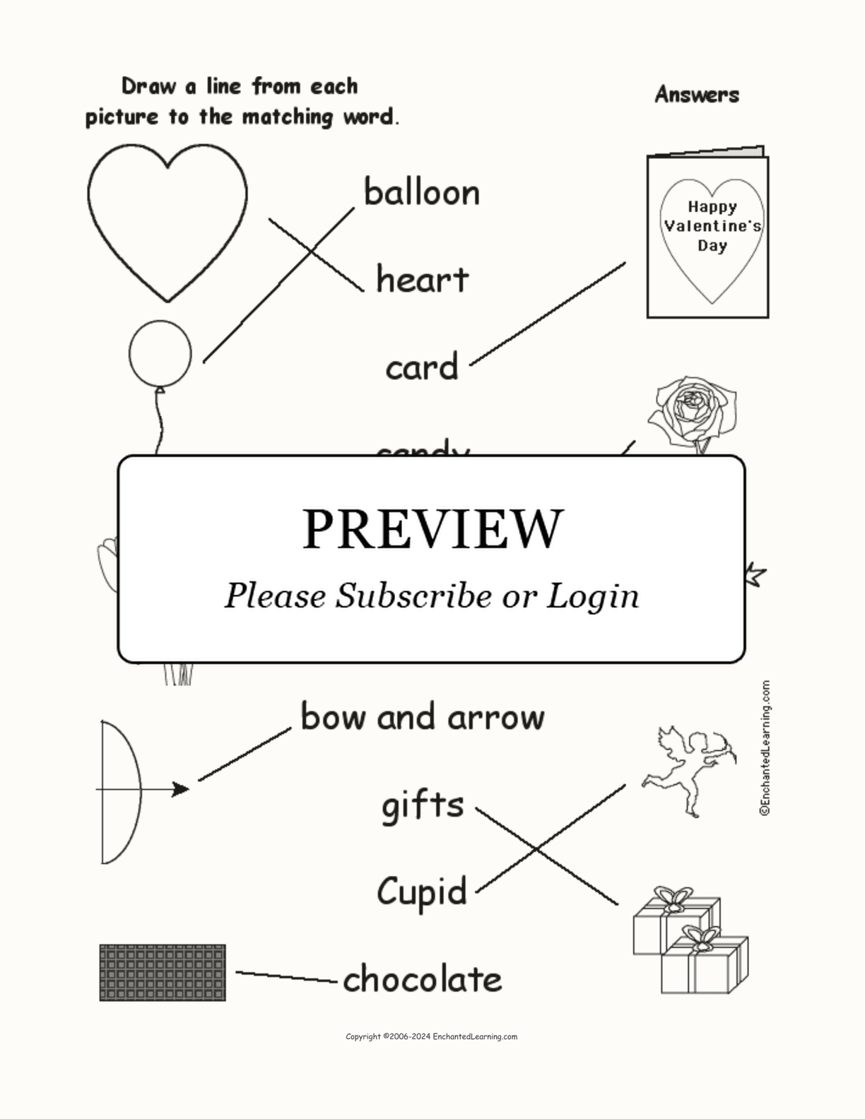 Valentine's Day - Match the Words to the Pictures interactive worksheet page 2
