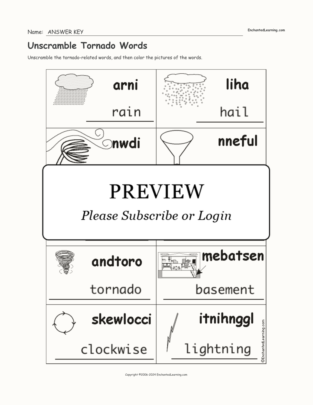 Unscramble Tornado Words interactive worksheet page 2