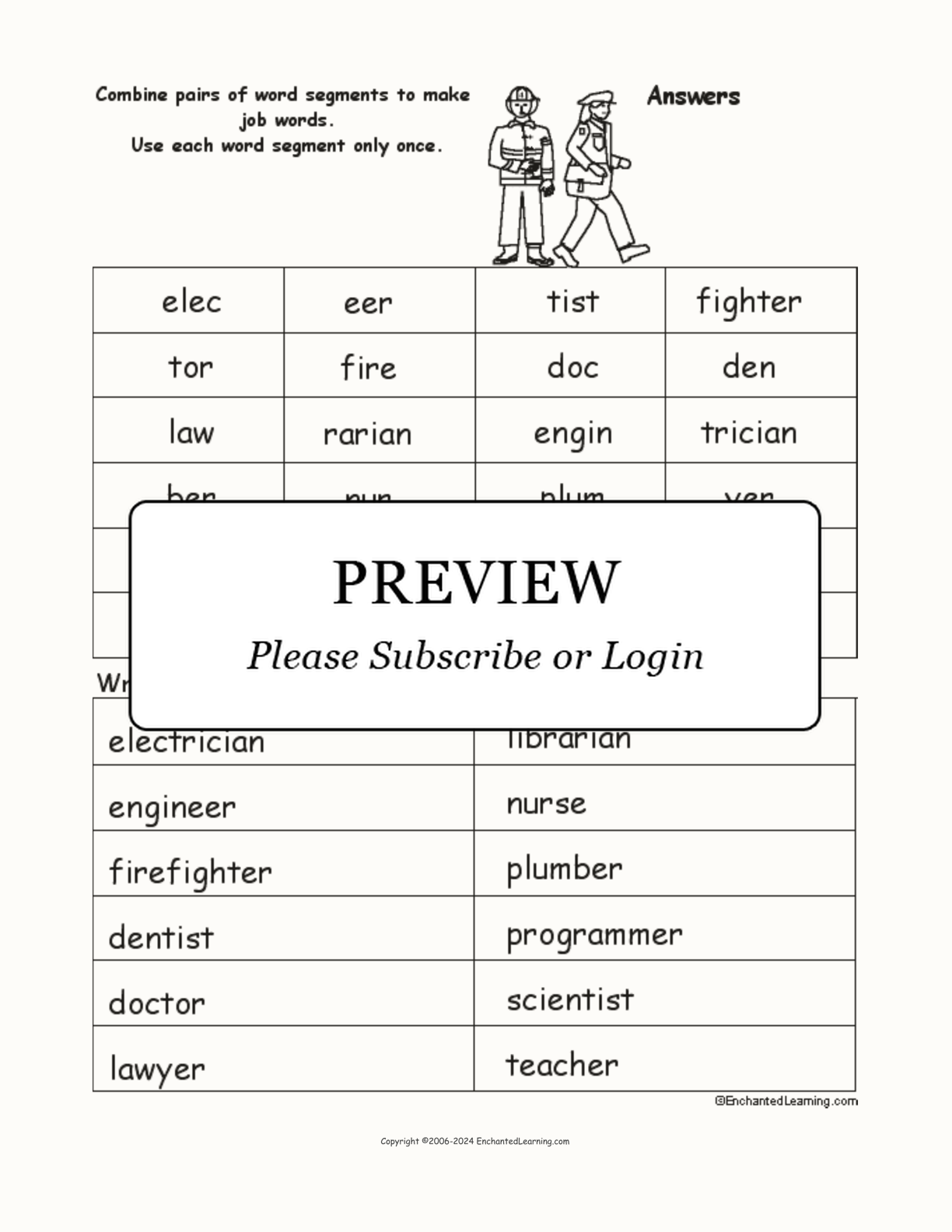 Job Word Pieces Puzzle interactive worksheet page 2