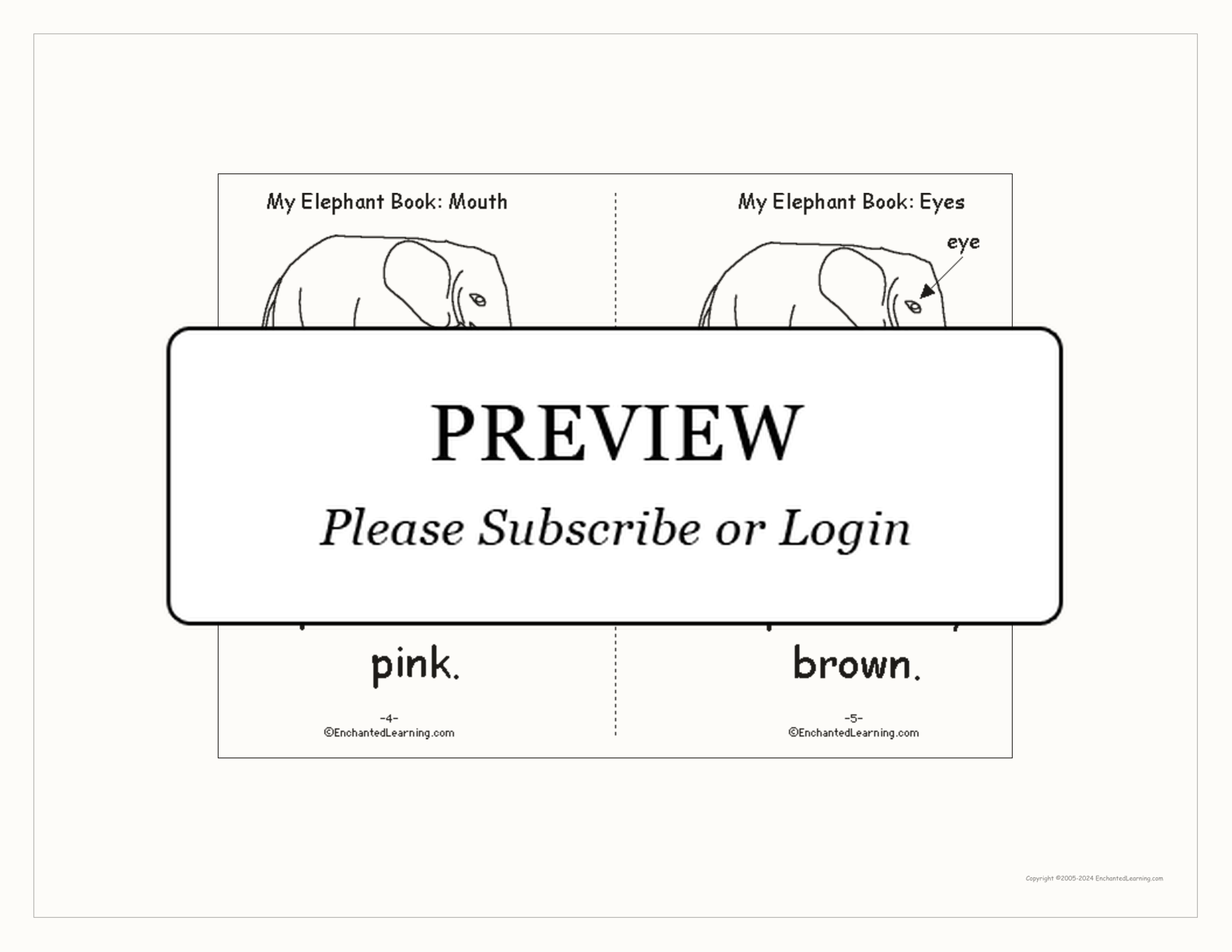 Elephant Printable Book interactive printout page 3