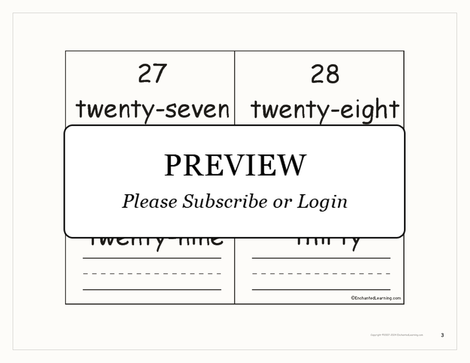 Numbers Word Book 20-30 interactive worksheet page 3