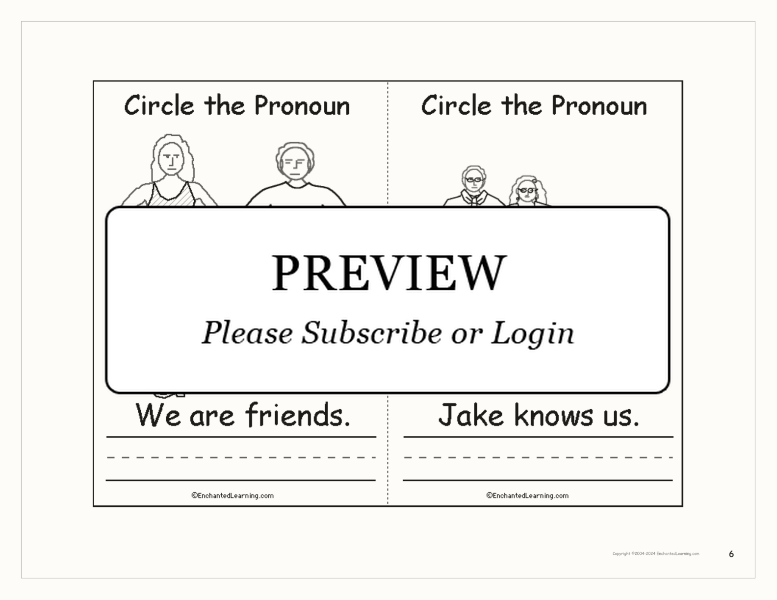 Circle the Pronouns Book interactive printout page 6