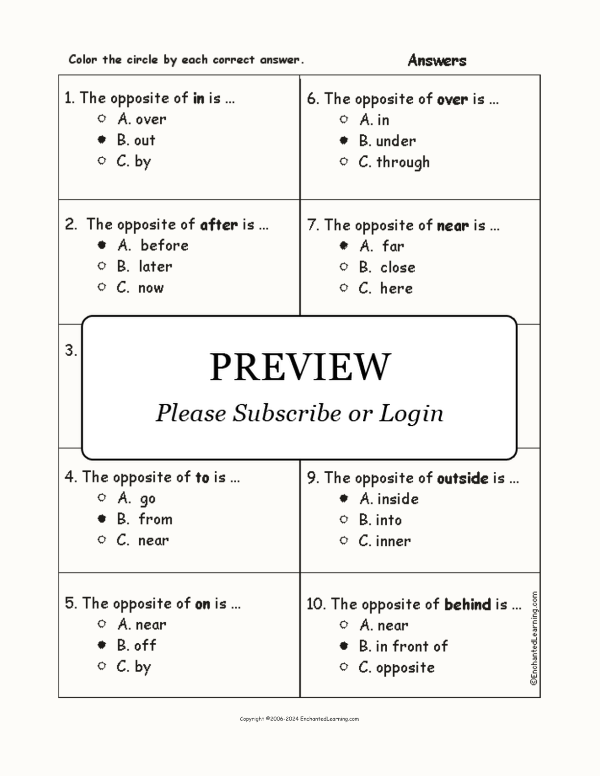 Opposites of Prepositions Quiz interactive worksheet page 2