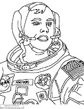 Neil Armstrong Coloring Book Printout and Interactive Coloring Page