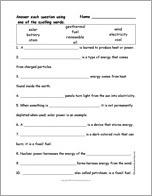 Energy Spelling Word Questions